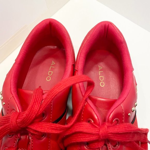 Aldo Red Sneakers Gold Glitter Heart Size 9M - Picture 8 of 12
